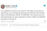  Donald Trump a întrerupt un interviu pentru CBS și a amenințat că va face unele dezvăluiri legate de neprofesionalismul jurnalistei