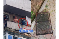 Mașină distrusă de un grătar incins. A căzut de la etajul 8! 