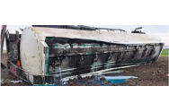 Pericol de explozie după ce o autocisternă încărcată cu motorină s-a răsturnat pe E85