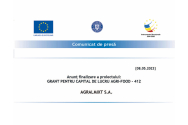 AGRALMIXT S.A – Anunț finalizare a proiectului: GRANT PENTRU CAPITAL DE LUCRU AGRI-FOOD - 412