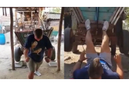 „Arnold de la țară”.Tânărul din Galați se antrenează în curte: „Sport poți face oriunde”