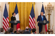 Moment viral -- Emmanuel Macron l-a întrerupt pe Donald Trump, președintele SUA, în timpul conferinței de presă
